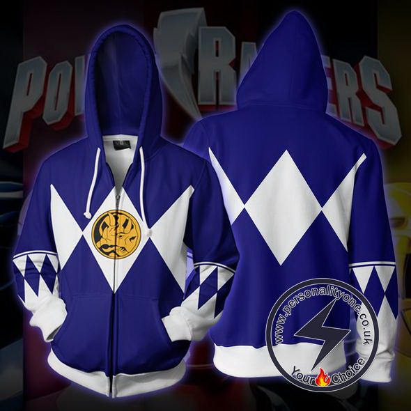 Power Rangers Blue Zip Up Hoodie Jacket